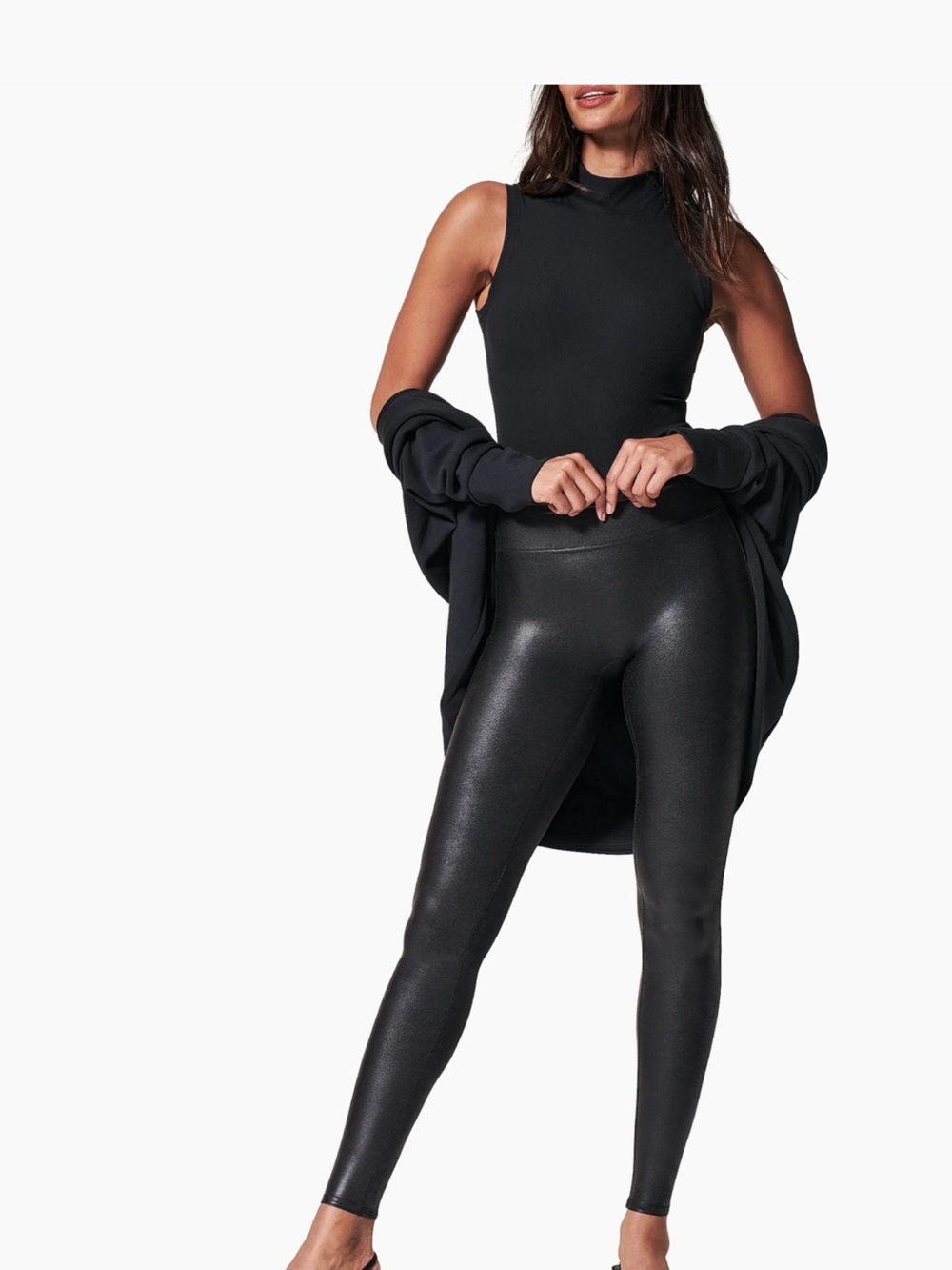Spanx faux leather High-Rise Black Shiny Leggings - Women